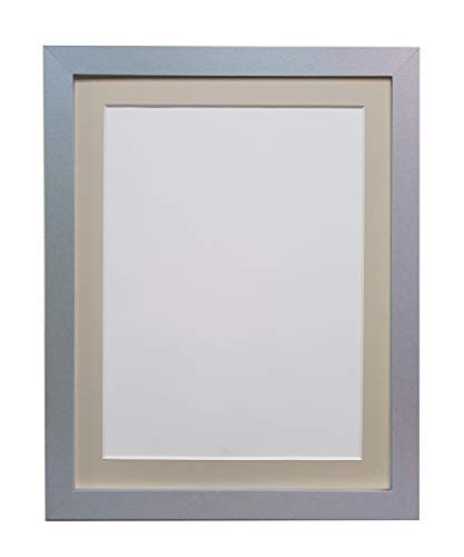 FRAMES BY POST H7 Picture Photo Frame, Wood, Silver with Light Grey Mount, 12 x 10 Image Size 10 x 8 Inch