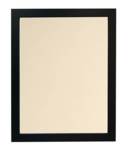 "FRAMES BY POST 25mm wide H7 Black Picture Photo Frame with Ivory Mount and Backing Board 10""x8"" for Pic Size 7""x5"""