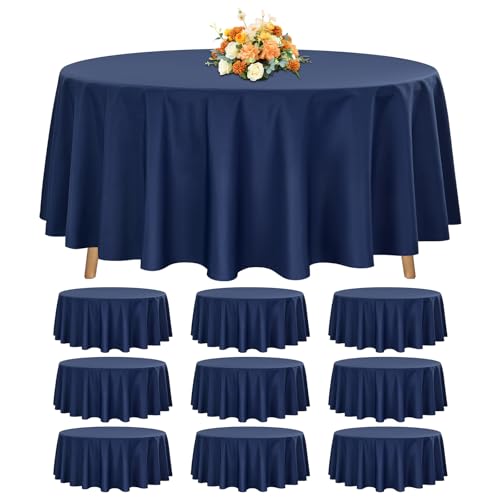 10 Pack Round Tablecloth Navy Blue Tablecloths 108 Inch,Circle Polyester Table Cloth,Washable Fabric Stain and Wrinkle Resistant Premium Round Table Cover for Wedding Parties Banquet Reception Dining