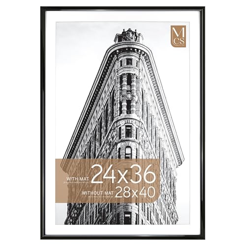 MCS Trendsetter 28x40 Poster Frame Holds 24x36 Picture with Mat or 28x40 Without Mat Large Vertical or Horizontal Frame for Wall Hanging,