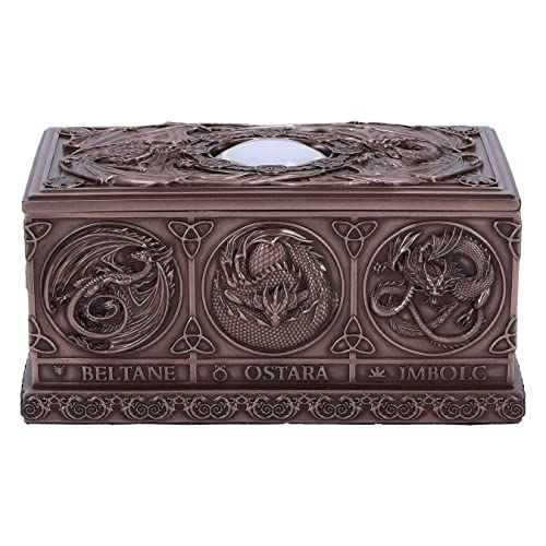 Nemesis Now Dragons of the Sabbats Tarot Box 14.5cm, Resin, Bronze, Anne Stokes Fantasy Giftware, Tarot Card Box, Finished in Bronze, Storage Box, Cast in the Finest Resin, Hand-Painted