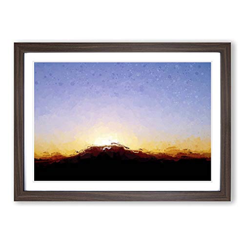 Table Mountain at Sunset in Abstract Framed Print - A2 Walnut Framed Wall Art - Ready to Hang - Abstract Landscape Picture - Living Room Bedroom Lounge Office