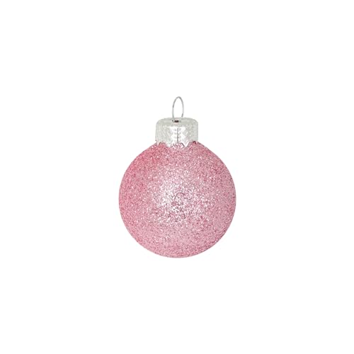 Set of 12 Decorative Glass Baubles Pink Diameter 4cm