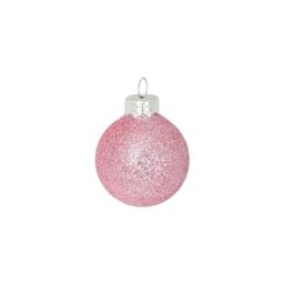 Set of 12 Decorative Glass Baubles Pink Diameter 4cm