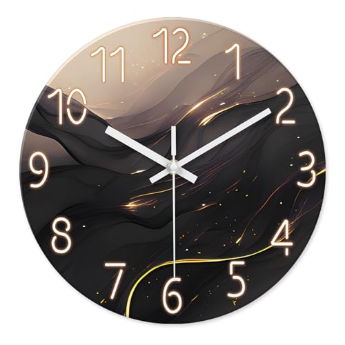 Constantplanet Large Wall Clocks Battery Operated 16 Inch - Marble Pattern Wall Clock for Living Room - Blue Wall Clock Silent Non Ticking