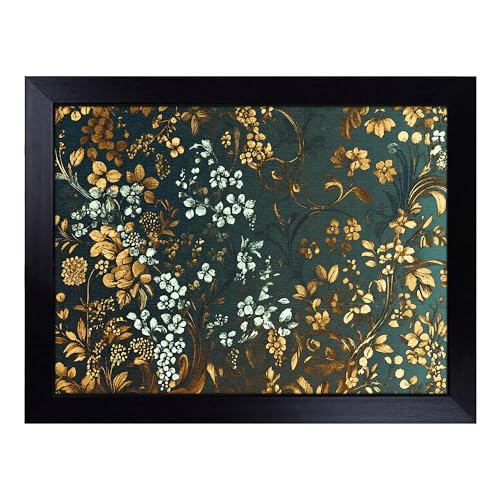 Lap Tray with Bean Bag Cushion, Pretty Floral Art Pattern - Handmade in the UK, Raised Wooden Edge, Padded Cushion, Heat-Resistant Wipe-Clean Surface, for Meals, Laptops and Crafts