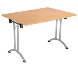 Office Hippo Folding Office Table, Sturdy & Stylish Computer Table Desk, Work Table For Home Office, Versatile Foldable Table For Meeting Room or Boardroom, 5 Year Guarantee - Beech/Silver