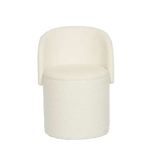 GC GAVENO CAVAILIA Boucle Round Stool Ottoman Storage Box - Vanity Stool With Storage Hidden Removable Lid, Ottoman Folding Stool Foot Rest Bench Seat Chair For Living Room, Bedroom, Off White