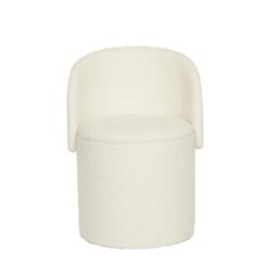 GC GAVENO CAVAILIA Boucle Round Stool Ottoman Storage Box - Vanity Stool With Storage Hidden Removable Lid, Ottoman Folding Stool Foot Rest Bench Seat Chair For Living Room, Bedroom, Off White