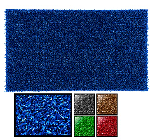LucaHome – Recycled Astroturf Doormat 40 x 70 cm with Non-Slip Base, Artificial Grass Doormat, Pleasant Touch, Ideal for Indoor or Outdoor (Blue)