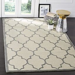 Safavieh Trellis Indoor Hand Tufted Rectangle Area Rug, Cambridge Collection, CAM134, in Ivory / Silver, 122 X 183 cm for Living Room, Bedroom or Any Indoor Space