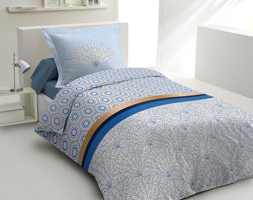 Home Linge Passion - Duvet Cover - 2 Pieces - 100% Cotton - 57 Thread Count - Single - 140 x 200 cm - Luxor Blue