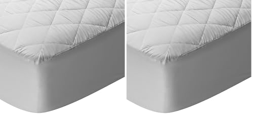 Pikolin - Quilted Fibre Mattress Protector – Waterproof, anti-dust mite, white Cama 80-80 x 190/200 cm white (Pack of 2)