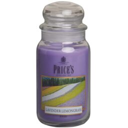 Price's Candles Lavender & Lemongrass Large Jar Candle Long Burning Fresh Floral Citrus Scented Wax Candle Glass Home Fragrance Relaxing Aroma Décor