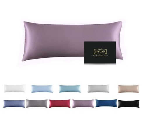 Mulberry Silk Pillowcase for Hair and Skin,Cooling Silk Pillow Case with Hidden Zipper,Allergen Proof Dual Sides Soft Breathable Smooth Silk Pillow Cover for Women (Pink Purple,Body)
