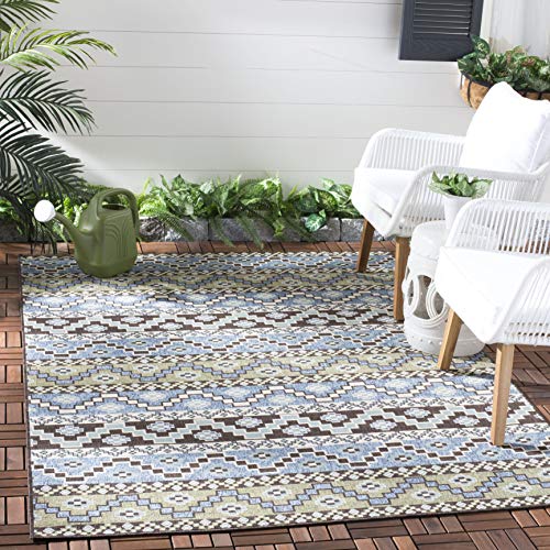 Safavieh Bold & Bright Indoor Woven Rectangle Area Rug, Veranda Collection, VER095, in Blue / Creme, 160 X 231 cm for Living Room, Bedroom or Any Indoor Space