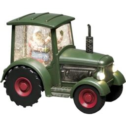 Konstsmide Christmas Decorations LED Snow Globe Lantern Santa Claus in a Tractor/Indoor, 5 Hour Timer/Battery Operated: 3xAA 1.5V (excl.)/Christmas Lantern 1 Warm White Diode