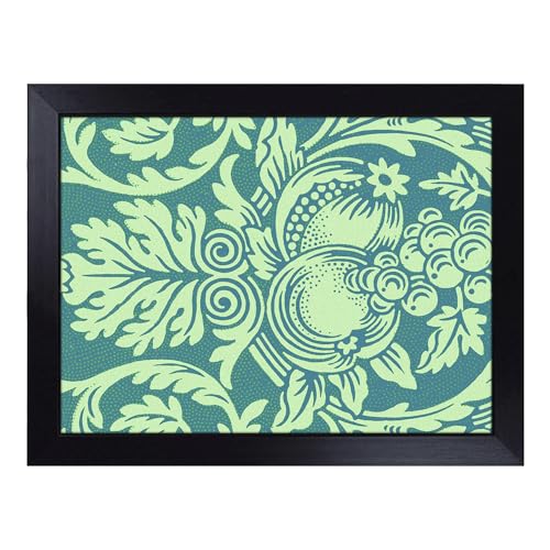 Lap Tray with Bean Bag Cushion, Queen Anne Print By William Morris Pattern - Handmade in the UK, Raised Wooden Edge, Padded Cushion, Heat-Resistant Wipe-Clean Surface, for Meals, Laptops and Crafts
