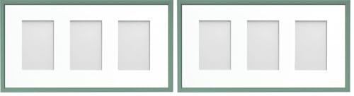 Frame Company Drayton Multi Aperture Photo Frame, Green, 20x10 for 6x4 inch (x3) (Pack of 2)