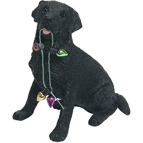 Sandicast Black Labrador Retriever with Holiday Lights Christmas Ornament, Multicolor (XSO012)
