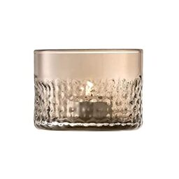 LSA International Wicker Tealight Holder H6.5cm Taupe- 1 Unit - Mouthblown & Handmade Glass - WR13
