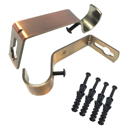 HomeElabador®Curtain Pole Rod Bracket Pipe Holder Heavy Duty Drapery Ring Hook Sturdy Metal Alloy 19mm Curtain Brackets (Copper)