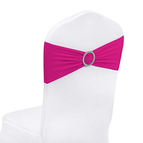 Peomeise Spandex Stretch Chair Sashes (Fuchsia, 25)