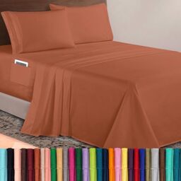 Elegant Comfort Luxurious 1500 Premium Hotel Quality Microfiber 4-Piece Sheet Set, 18-24 Inches Deep - Extra Deep Pocket Sheets - Ultra Soft 4PC Deep Pocket Sheets, California King, Coral