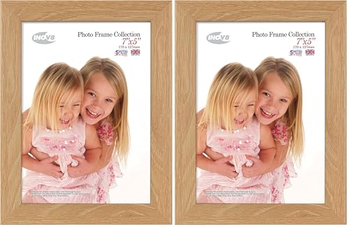 "Inov8 Framing Photo Frame, Dense wood, Lime Oak, 7""x5"" (17.78cm x 12.7cm) (Pack of 2)"