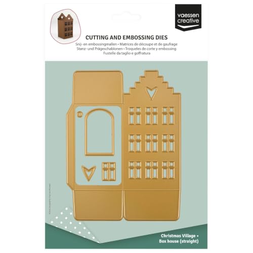 Vaessen Creative Cutting and Embossing Dies 5pcs - 3D Step Gable House Box - Metal craft dies, Card making supplies, Scrapbooking, Christmas papercrafts
