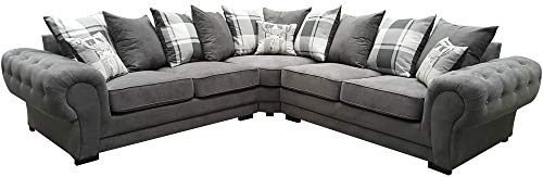 Dorado Corner Sofa Sectional 3 Seater 2 Seater Armchair Cuddle Chair Grey Velour Fabric (Grey, Corner 2c2)