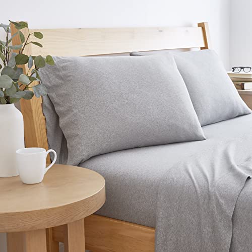 BED INC Road Trip America Jersey Sheets Full Set - Cotton (4 Pieces) All Seasonal Deep Pockets Soft Cozy Knit Stretchy Full Size Sheets - Hotel and Residential Quality (Light Heathered Grey, Full)