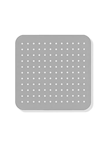 Grey Non-Slip Shower Mat, Mildew Resistant, Antibacterial, Scented with Lemon Essence, Suction Cup, Non-Slip Bath Mats, 53 x 53 cm, 100% PVC. Made in Italy