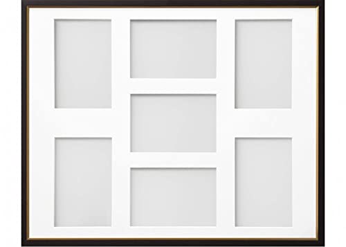 Frame Company Drayton Multi Aperture Photo Frame, Black with Gold Inset, 20x16 for 6x4 inch (x7)