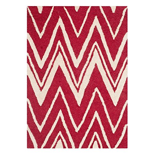 Safavieh Modern Indoor Hand Tufted Rectangle Area Rug, Cambridge Collection, CAM711, in Red / Ivory, 152 X 244 cm for Living Room, Bedroom or Any Indoor Space