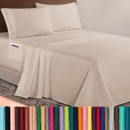 Elegant Comfort Luxurious 1500 Premium Hotel Quality Microfiber 4-Piece Sheet Set, 18-24 Inches Deep - Extra Deep Pocket Sheets - Ultra Soft 4PC Deep Pocket Sheets, Full, Cream