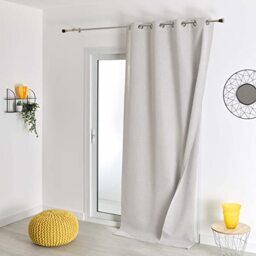HomeMaison.com Blackout Soundproof Thermal Double Sided Ivory Curtain 135 x 260 cm 8 Round Eyelets Silver Window Decoration