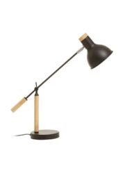 Premier Housewares Table Lamp Study Matte Black Table Lamp Adjustable Nordic Design with Renewable Rubberwood folding desk lamp for Focused Lighting, Ideal for Home and Office, 16cm x 57cm x 68cm