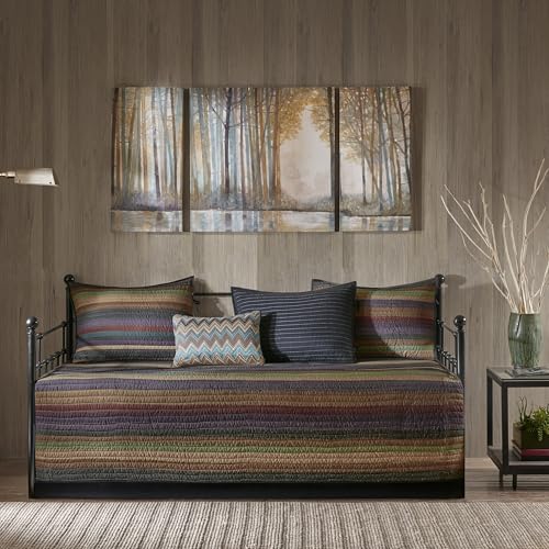 Madison Park All Season Bedding Set with Bedskirt, Matching Shams, Decorative Pillow, Cotton, Multicolor, Twin