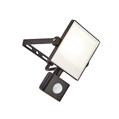 Palmer Compact 10W Black Outdoor Weatherproof Security Energy Efficient LED Flood Light with Motion Activated PIR Cool White 4000K IP44 Rated