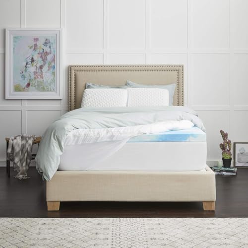 "Sealy 4"" SealyChill™ Gel + Comfort Memory Foam Mattress Topper with Pillowtop Washable Allergen Resistant Cover, Queen (F02-00161-QN0), White"