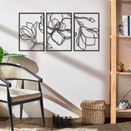 Stylish Black Decorative Metal Wall Accessory, 46 x 69 cm, 100% Steel, 1.2 mm Thickness, Lightweight 0.7 kg, Perfect for Modern Home Decor