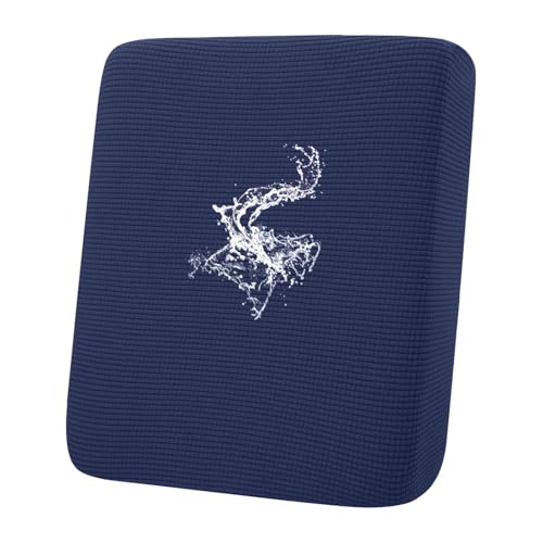 hyha Waterproof Couch Cushion Covers, Washable Sofa Cushion/Seat Covers, Stretch Sofa Slipcovers, Thick Jacquard Fabric, Couch Sofa Covers for Pets with Elastic Bottom (Back Cover L, Navy)