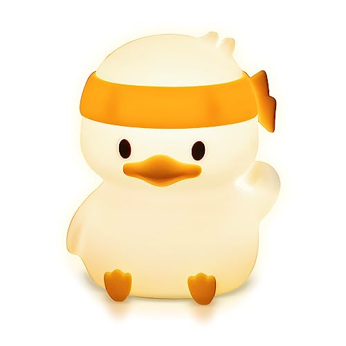 groov e Cuties - Ella Duck - Colour Changing LED Night Light with 30/60 Minute Timer - 7 Colours - Tap to Use - Rechargeable 12-Hour Battery or USB Powered - for Babies, Toddlers & Children