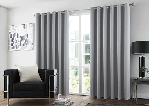 GC GAVENO CAVAILIA Pair of Glitter Grey Curtains For Bedroom - Polyester Thermal Insulated Door Panel Drapes Window Curtains - Room Darkening, Light Blocking Noise Reducing Eyelet Curtains 66x72 Inch