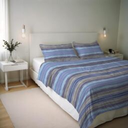 Italian Bed Linen River Cotton Double Duvet Cover Set, Made in Italy – Duvet Cover Set – Duvet Cover 250 x 200 cm with Double Flap and 2 Pillow Cases (Double, Rio Blue)