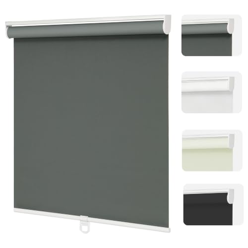 "Changshade Blackout Roller Shades Cordless for Windows,100% Room Darkening Window Blinds for Bedroom,Thermal Insulated UV Protection,Easy Install Pull Down Shades for Home,36"" w x 72"" h,Grey"