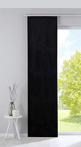Gardinenbox Milano Blackout Panel Curtain Sliding Curtain Velvet Opaque Blackout Panel Carrier Weighted Bar 100% Polyester Black H 245 x W 60 cm