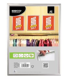 Stewart Superior A2 Aluminium 4 Sided 25mm Front Loading Picture/Poster Snap Frame - Silver