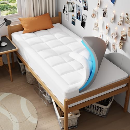 ELEMUSE Dual-layer Memory Foam Mattress Topper with Bamboo Pillow Top Cover for Back Pain Relief, with OEKO-TEX & CertiPUR-US (Single 90x190cm,10cm)